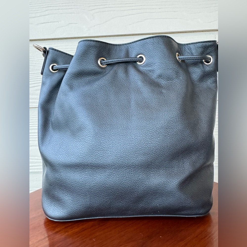 WHBM Black Drawstring Bucket Bag - Picture 7 of 12
